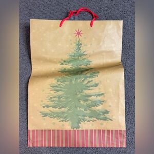 Voila Christmas Tree Gift Bag Green Gold Red 13” x 18” x 5”